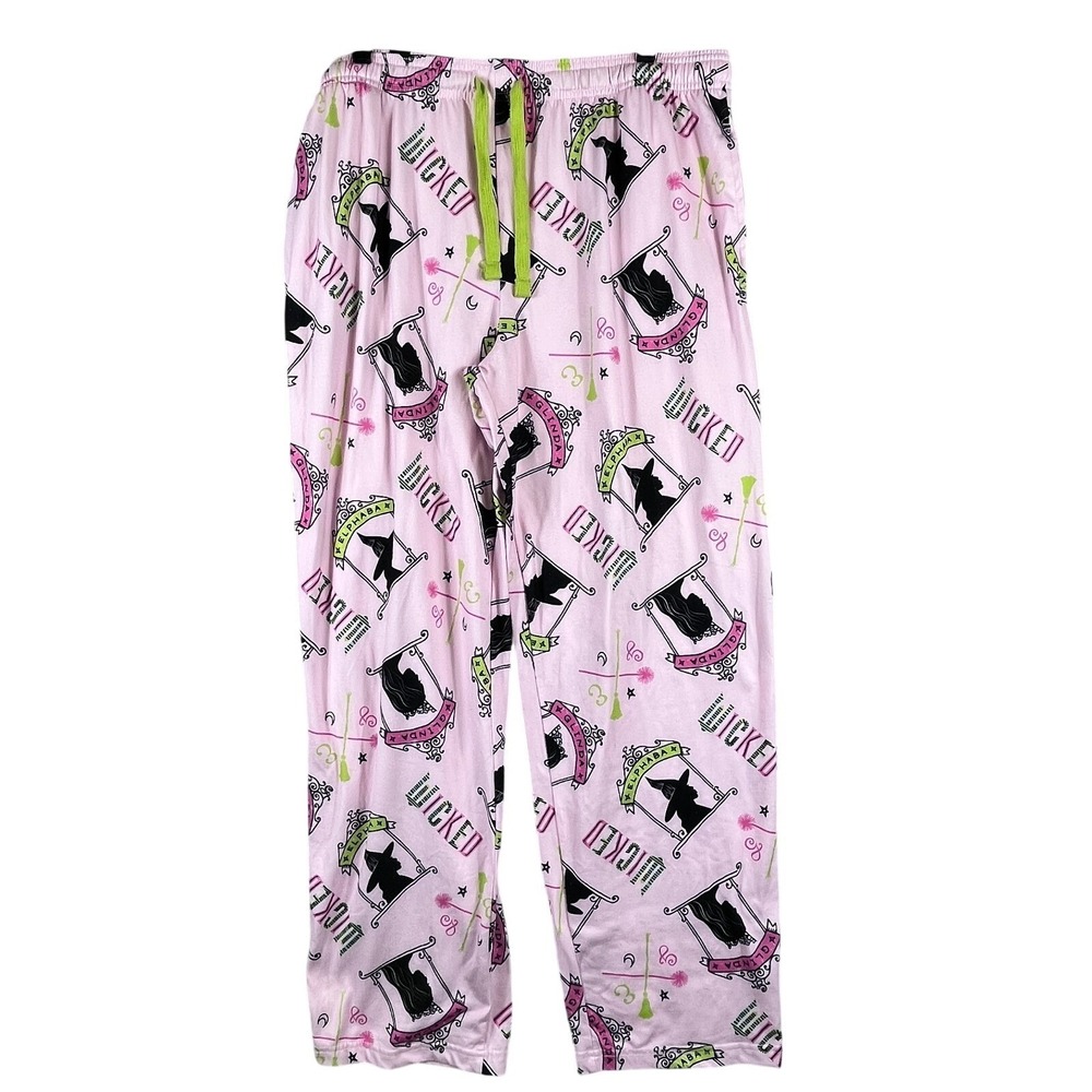 Wicked Women XL Sleep Pants Drawstring Pink Lounge Wizard Oz Glinda Elphaba